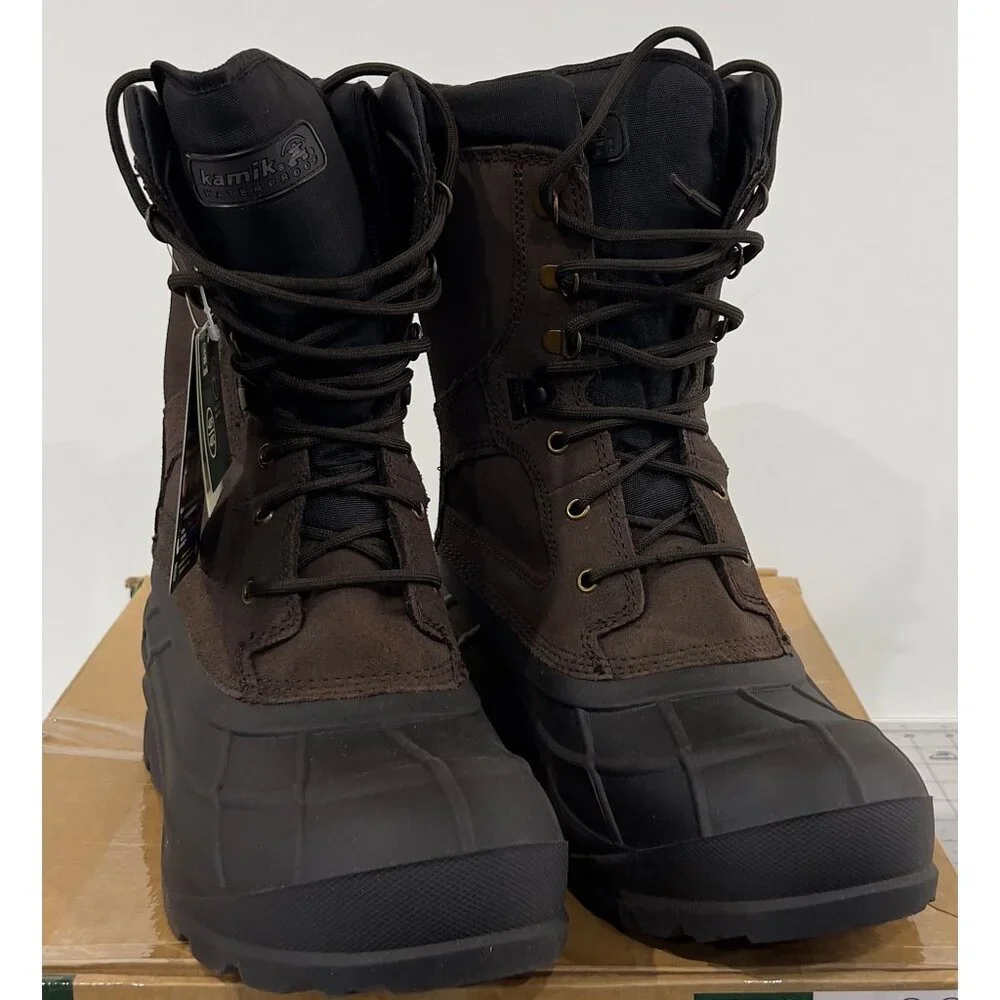 Kamik Men's NationPlus Waterproof Insulated Boots Sz. 12 Dark Brown -40 degrees - Picture 2 of 15
